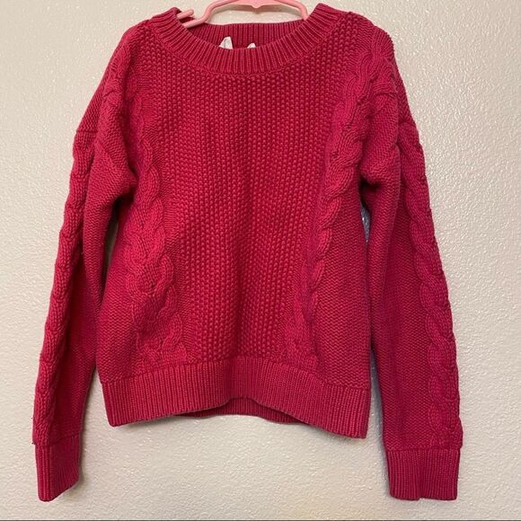 Gap kids Girl’s hot pink chunky cable knit thick fisherman sweater M 5-6 old - Picture 2 of 9